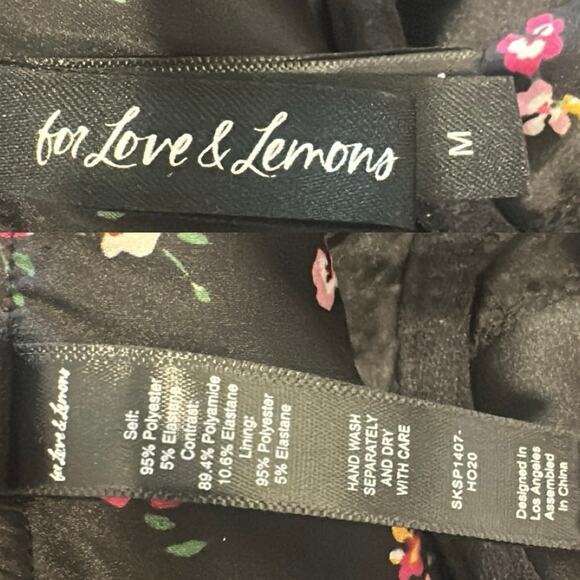 For Love and Lemons Floral Black Satin Lace Mini Dress Bodycon Going Out Size M - Picture 10 of 11